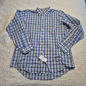 IZOD men's 16 34-35 button down plaid long sleeve shirt, NWT